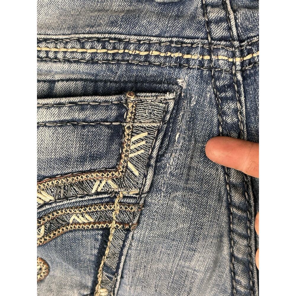 Rock Revival Jeans Mens Sz 32x30 Blue Denim Rigny Relaxed Straight Faded Patches - Picture 8 of 11